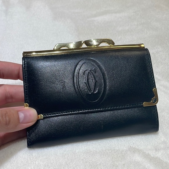 Cartier Accessories - Vintage Cartier black and gold wallet!